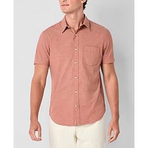 Mutual Weave Mens Short Sleeve Button Down Shirt Copper Eoe Large Pocket Stretch